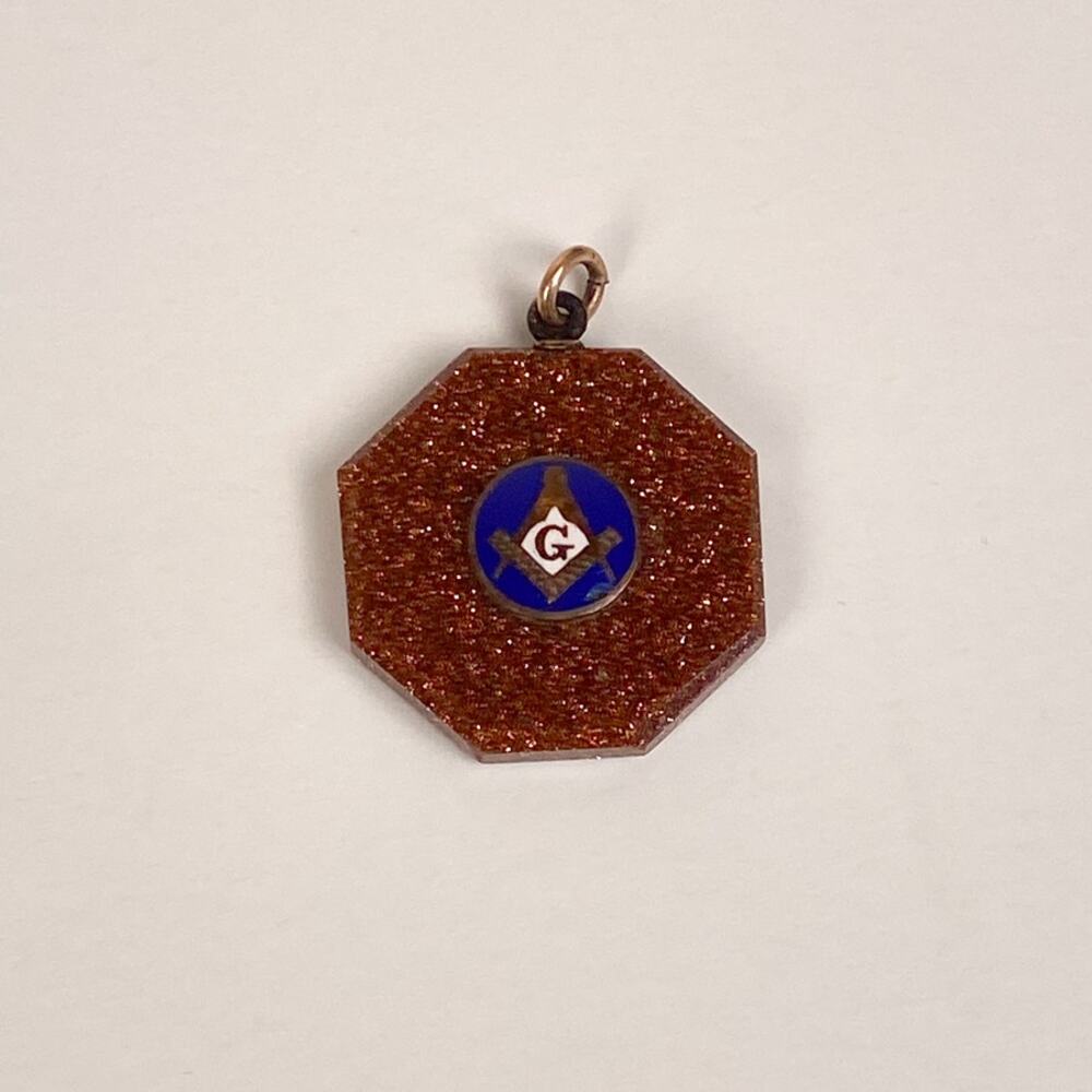 Antique Goldstone Freemason Fob
